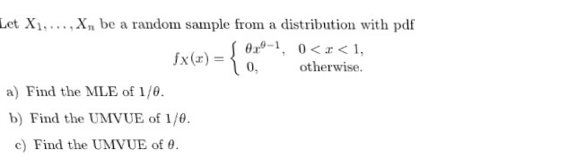 Solved Let X1, ?, Xn be a random sample from a distribution | Chegg.com