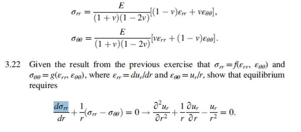 Solved Sigma_rr = E/(1 + v)(1 - 2v)[(1 - v)epsilon_rr + v | Chegg.com