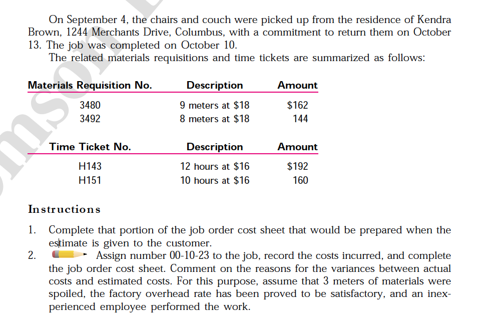 Solved Nathan Hale Furniture Company refinishes and