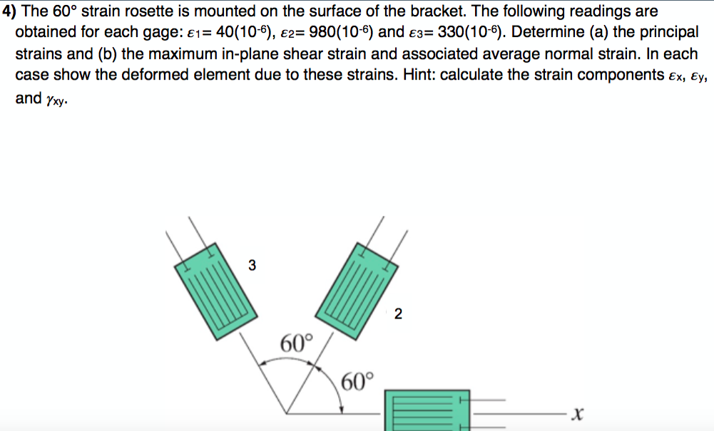 Solved 4) The 60° Strain Rosette Is Mounted On The Surface | Chegg.com