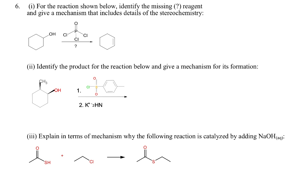 Solved For the reaction shown below, identify the missing | Chegg.com