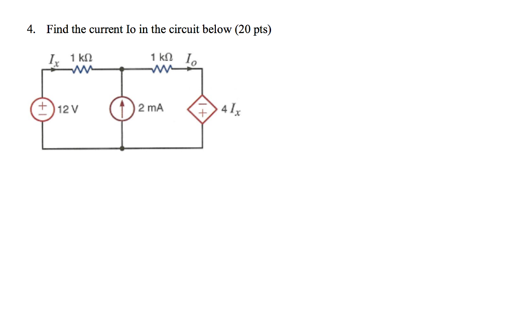Solved 4. Find the current Io in the circuit below (20 pts) | Chegg.com