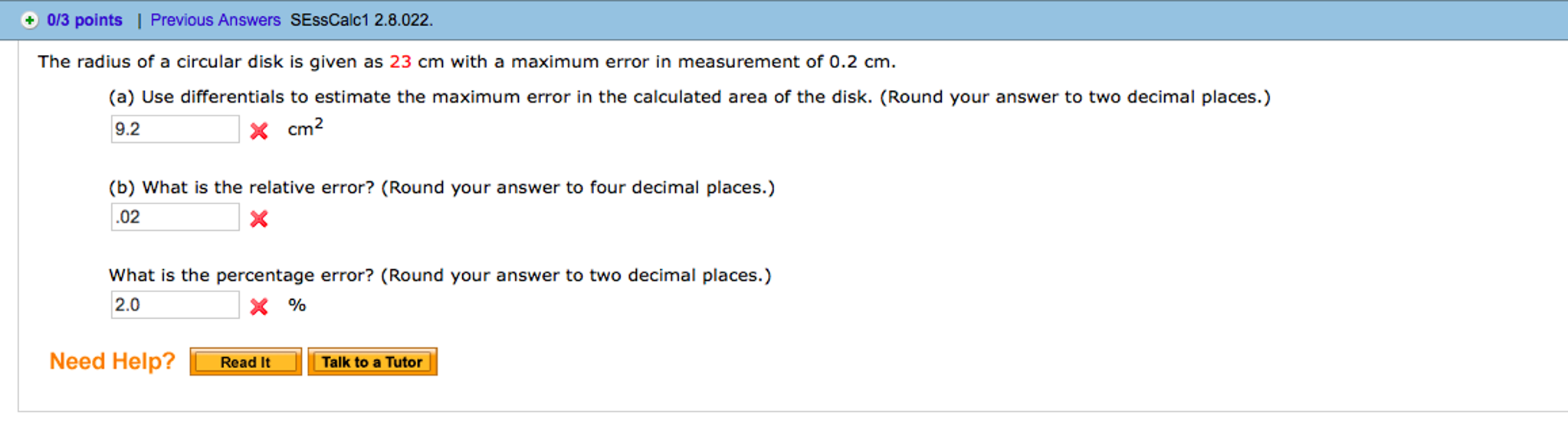 Solved The radius of a circular disk is given as 23 cm with | Chegg.com