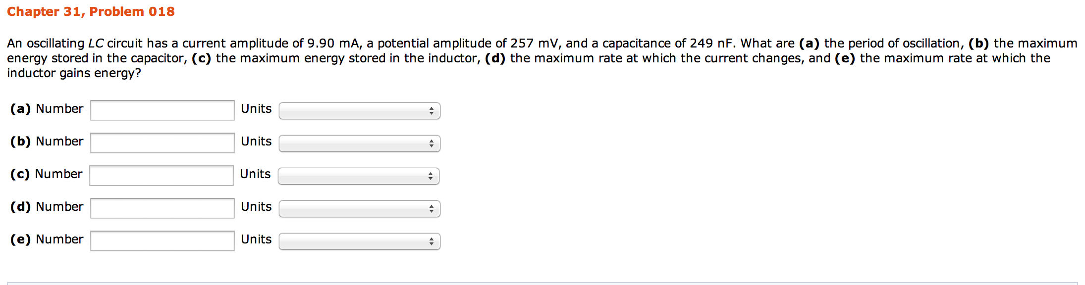 An oscillating LC circuit has a current amplitude of | Chegg.com