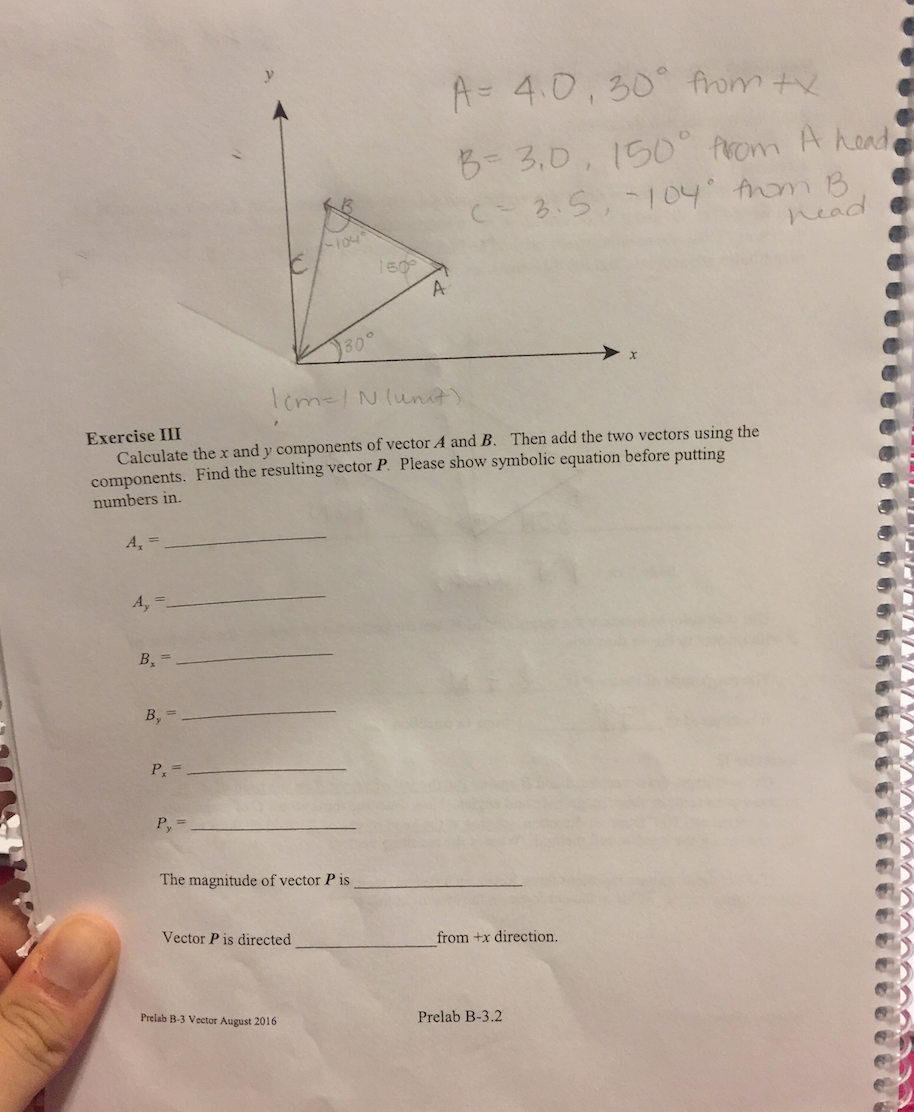 Solved Calculate the x and y components of vector A and B. | Chegg.com