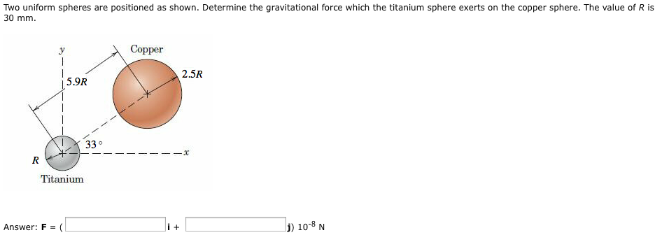 Solved Two Uniform Spheres Are Positioned As Shown. | Chegg.com