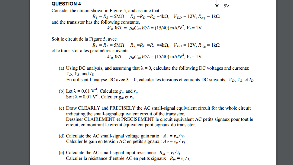 Solved QUESTION 4 5V Consider the circuit shown in Figure 5, | Chegg.com