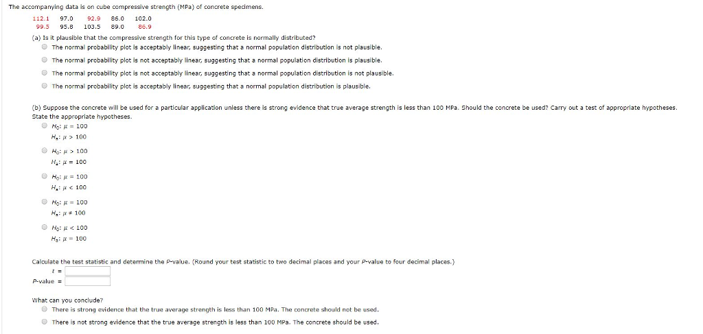 Solved The accompanying data is on cube compressive strength | Chegg.com