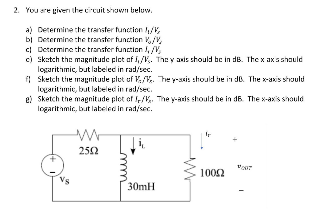 Solved 2. You are given the circuit shown below a) Determine | Chegg.com