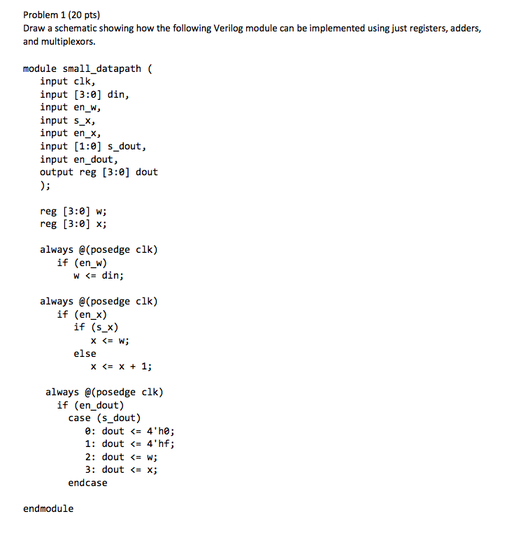 Problem 1 (20 pts) Draw a schematic showing how the | Chegg.com