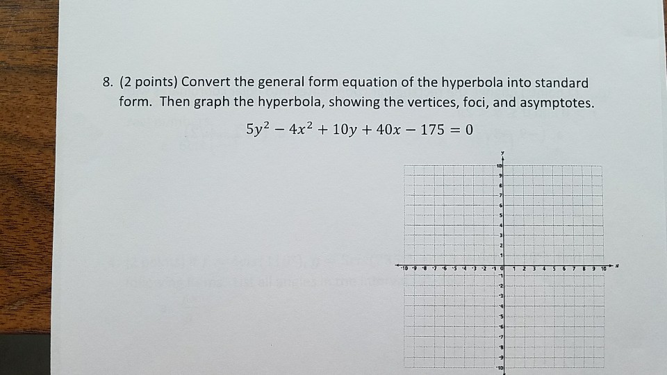 how to convert general equation of hyperbola to standard form