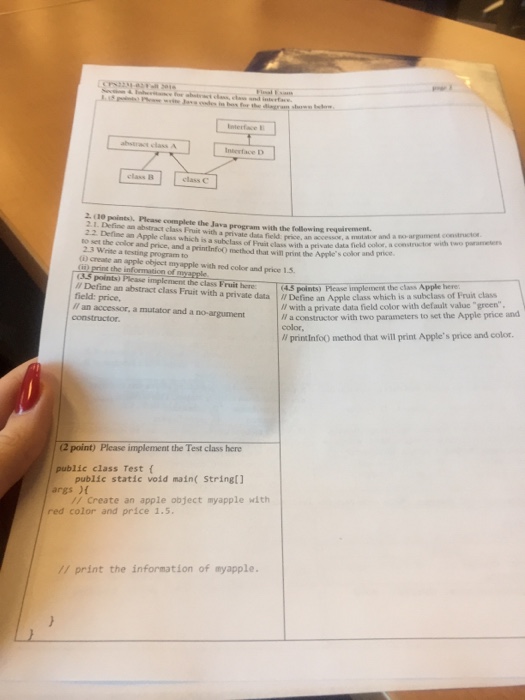 Complete the Java program with the following | Chegg.com