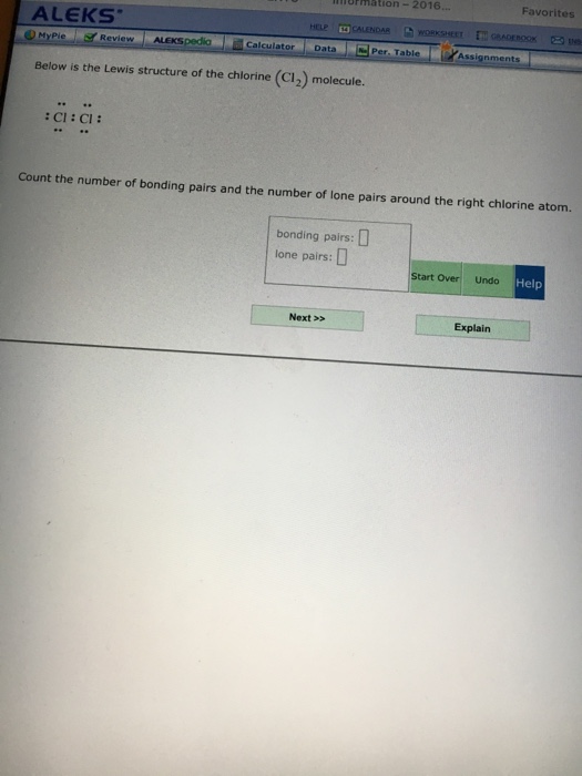 (Solved) Below is the Lewis structure of the chlorine (Cl_2) molecule