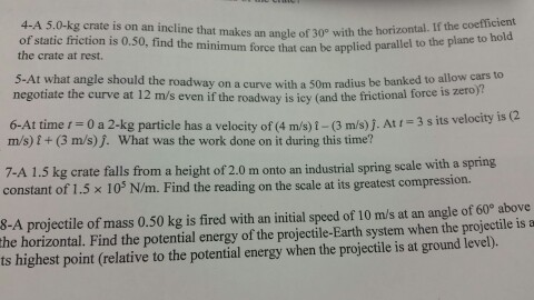 Solved 8-A projectile of mass 0.50 kg is fired with an | Chegg.com