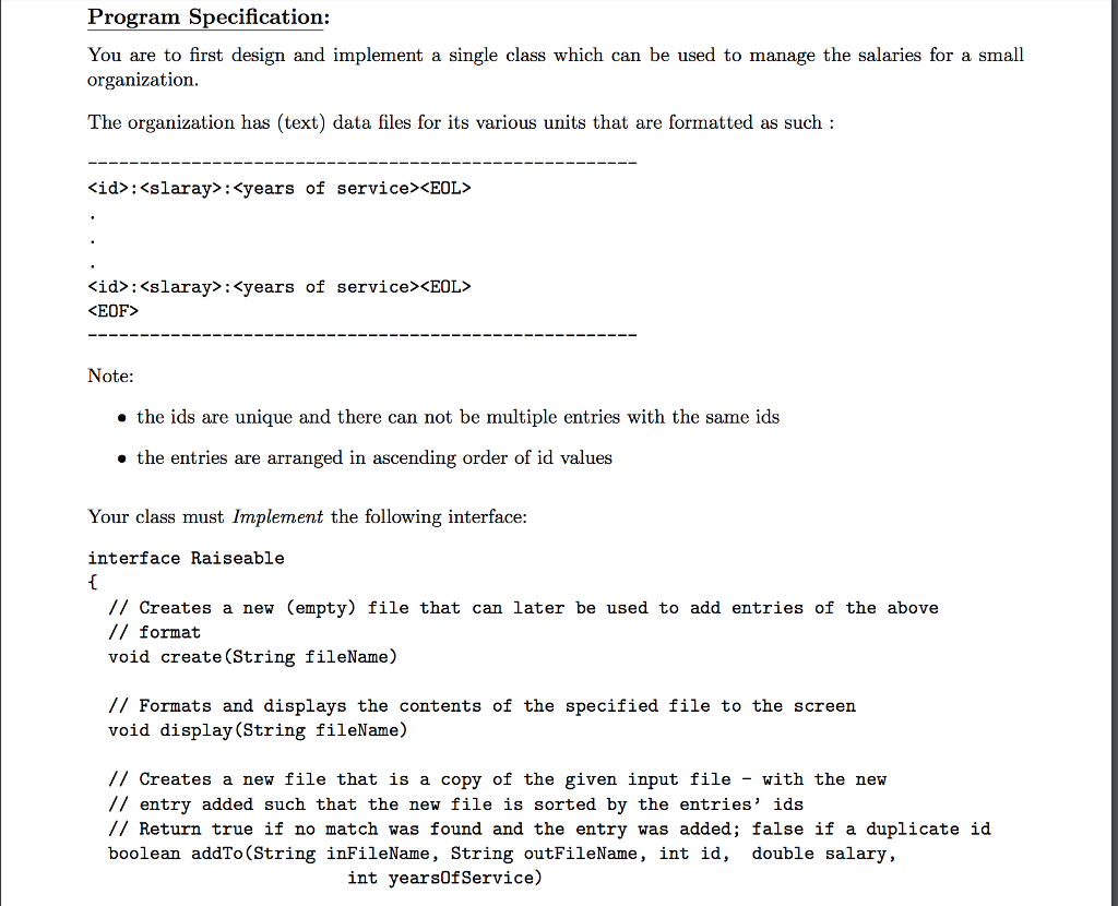 Program Specification: You are to first design and | Chegg.com