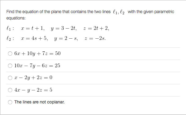 Solved Find the equation of the plane that contains the | Chegg.com