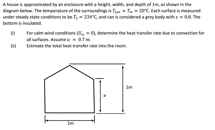 Solved A house is approximated by an enclosure with a | Chegg.com