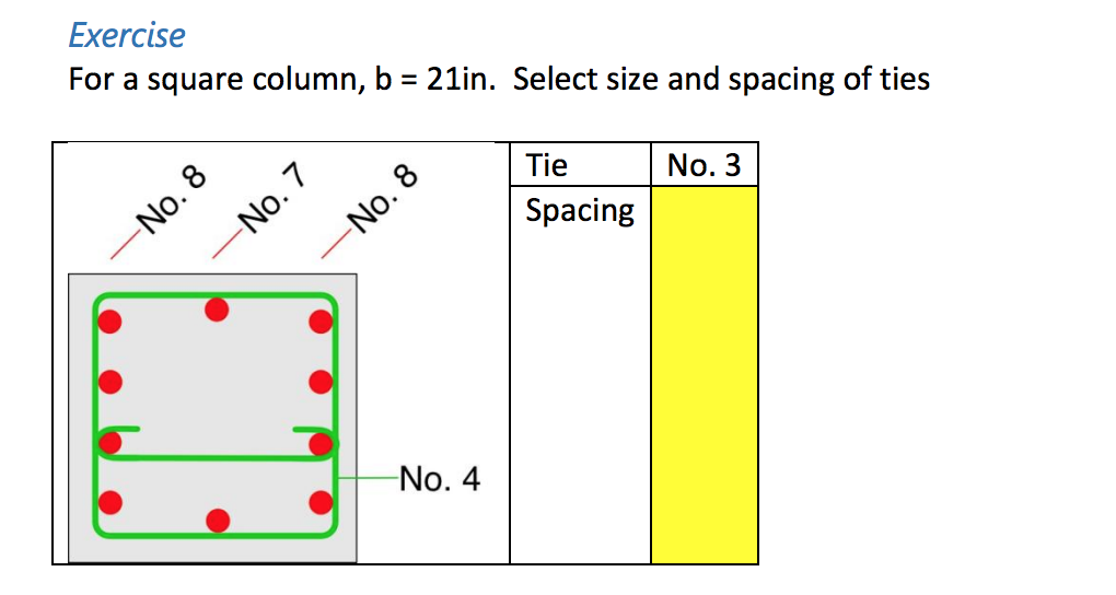 Square Column Math Problem Exercise For a square column, b = 21in. Select size | Chegg.com