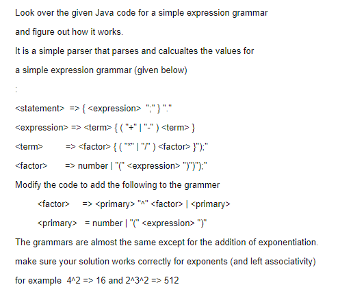Solved Look over the given Java code for a simple expression | Chegg.com