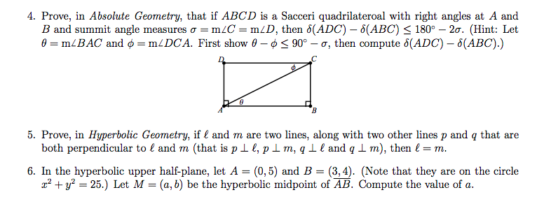4. Prove, in Absolute Geometry, that if ABCD is a | Chegg.com