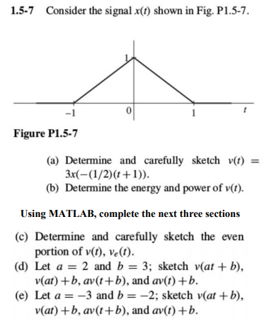 Solved 1.5-7 Consider the signal x(t) shown in Fig. P1.5-7. | Chegg.com