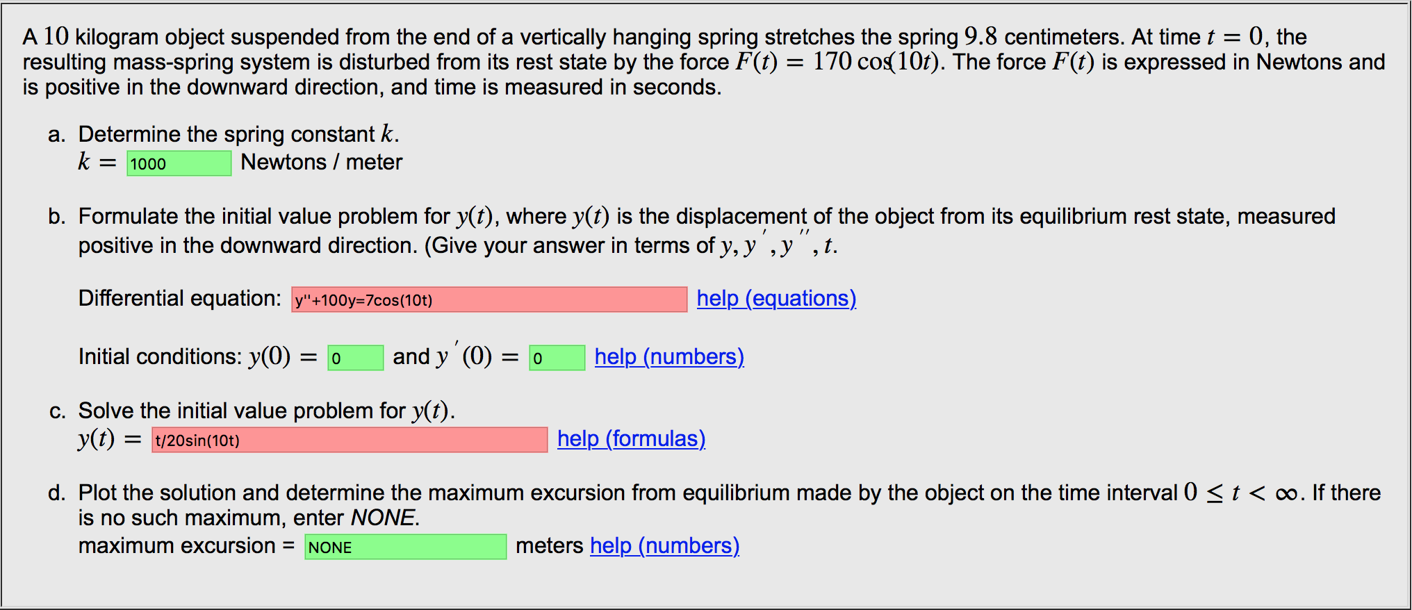 solved-a-10-kilogram-object-suspended-from-the-end-of-a-chegg