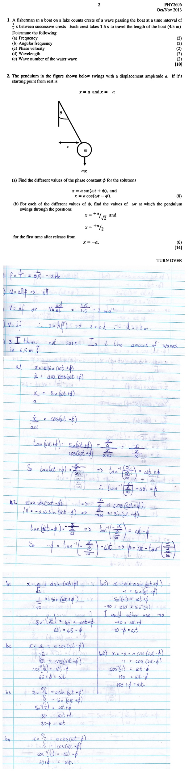 Solved Physics waves and Vibrations. I am prepairing for the | Chegg.com