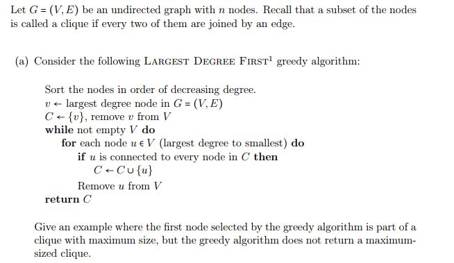 Solved Let G = (V E) be an undirected graph with n nodes. | Chegg.com