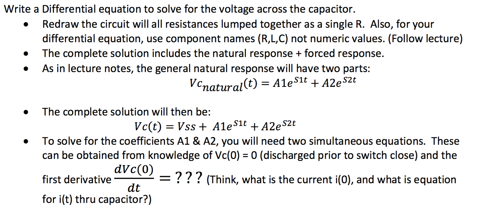 Solved Write a Differential equation to solve for the
