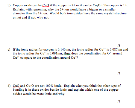 Solved Copper oxide can be CuO if the copper is 2+ or it can | Chegg.com