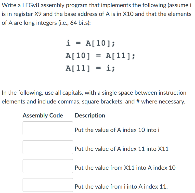 Solved What Is The LEGv8 Assembly Implementation Of The | Chegg.com