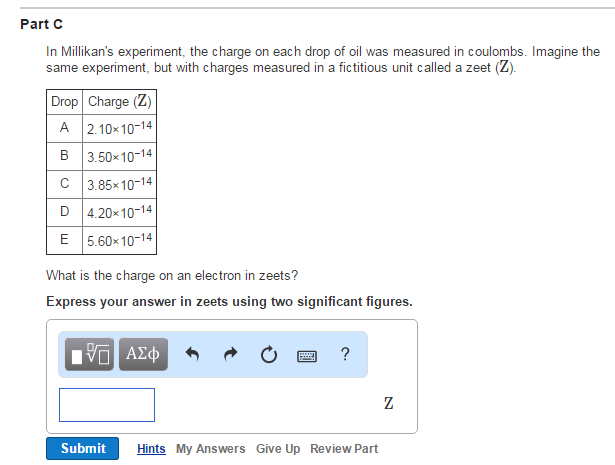 Solved: In Millikan's Experiment, The Charge On Each Drop | Chegg.com