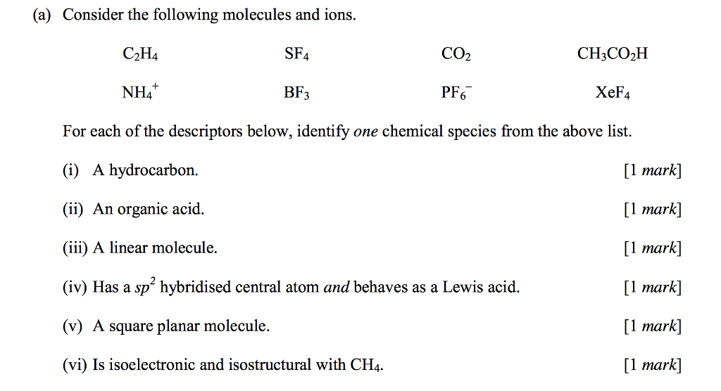 Solved a Consider the following molecules and ions C2H4 Chegg