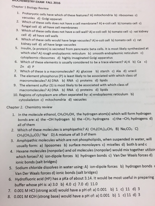 Solved Prokaryotic Cells Have Which Of These Features? A) 