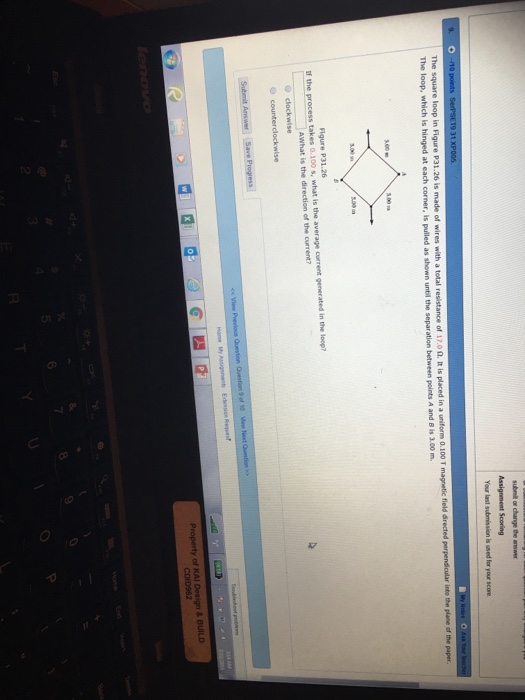 Solved The square loop in Figure P31.26 is made of wires | Chegg.com