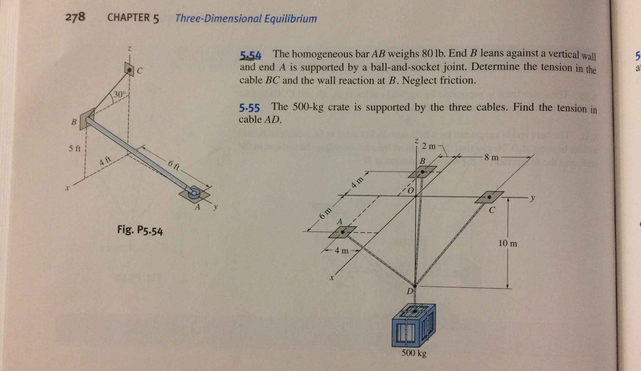 Solved The Homogeneous Bar AB Weighs 80 Lb. End B Leans | Chegg.com