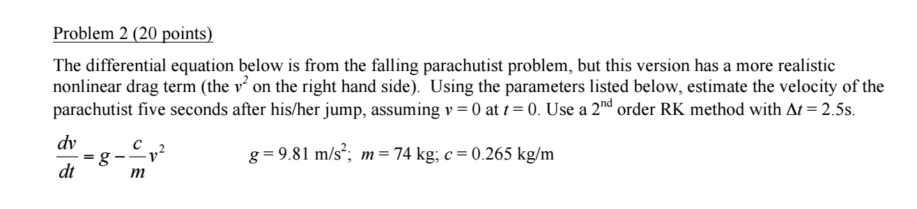 Solved The differential equation below is from the falling | Chegg.com