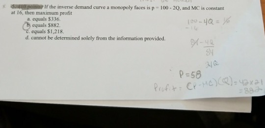 Inverse Demand Curve A Monopoly Faces