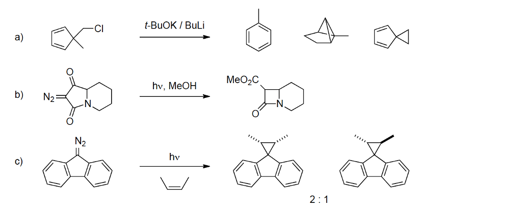 Solved CI t-BuOK BuLi C) MeO2C hv, MeOH b) N2 N2 c) | Chegg.com