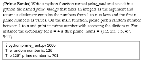 Solved Prime Ranks) Write a python function named prime_rank | Chegg.com