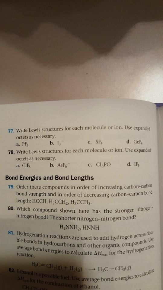 Solved 77 Write Lewis Structures For Each Molecule Or Ion 4876