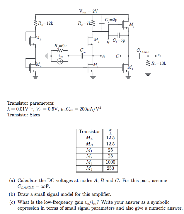 C,-2p R.-12k LARGE A C M. R,-10k Transistor | Chegg.com