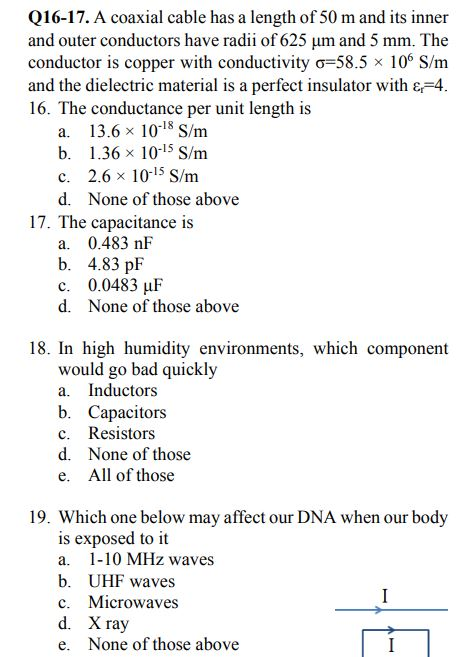Solved Q16-17. A coaxial cable has a length of 50 m and its | Chegg.com