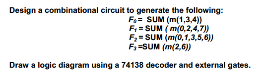Solved Design a combinational circuit to generate the | Chegg.com