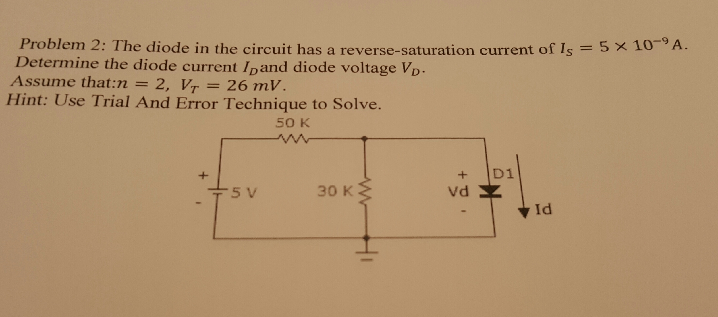 Solved Problem 2: The diode in the circuit has a | Chegg.com