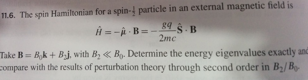 The spin Hamiltonian for a spin-1/2 particle in an | Chegg.com