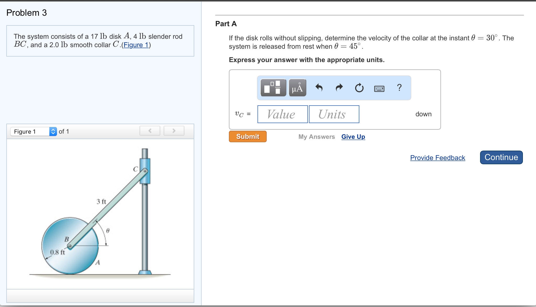 Solved The system consists of a 17 lb disk A, 4 lb slender | Chegg.com