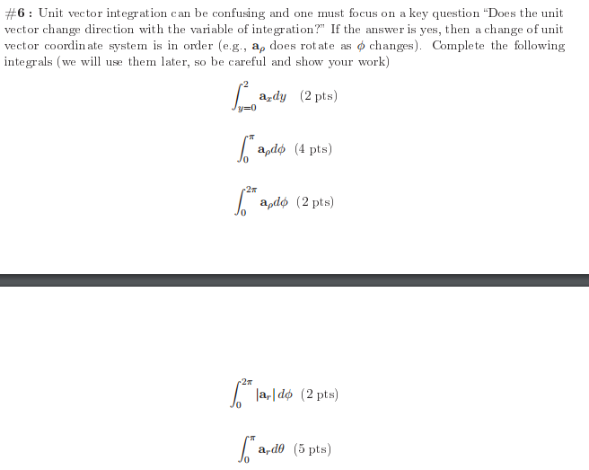 Solved Unit vector integration can be confusing and one must | Chegg.com