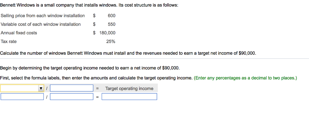 Solved Bennett Windows is a small company that installs | Chegg.com