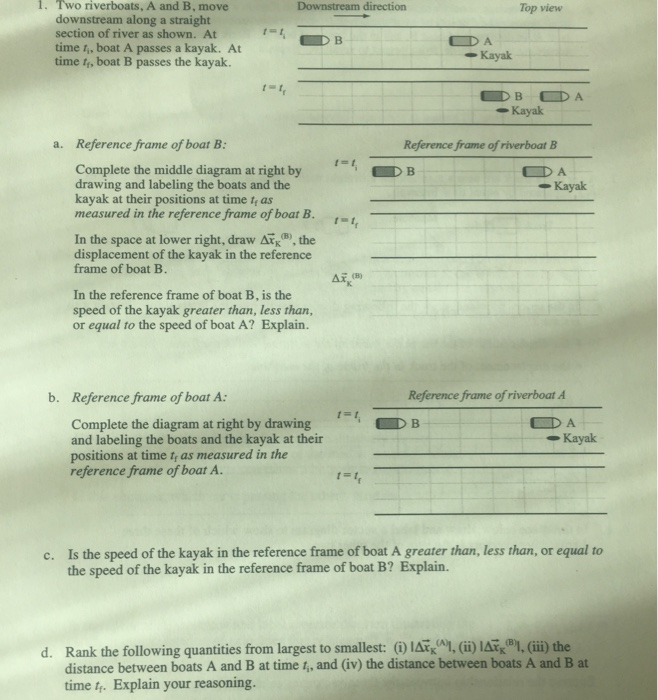 Solved Two Riverboats, A And B, Move Downstream Along A | Chegg.com